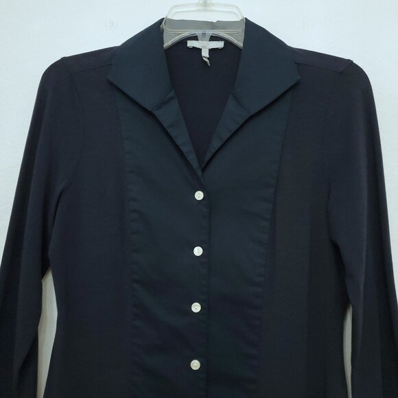 Hinson Wu Donna Long Sleeve Wing Collar Preppy Office Career Button Shirt XS - Picture 4 of 12